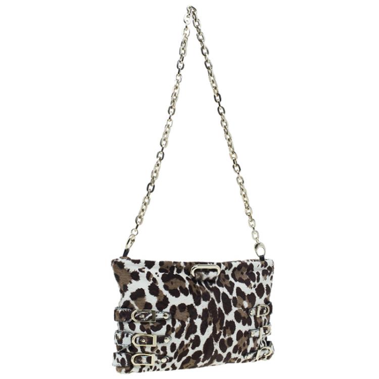 Pre Owned Jimmy Choo Animal Print Pony Hair Bolero Chain Clutch