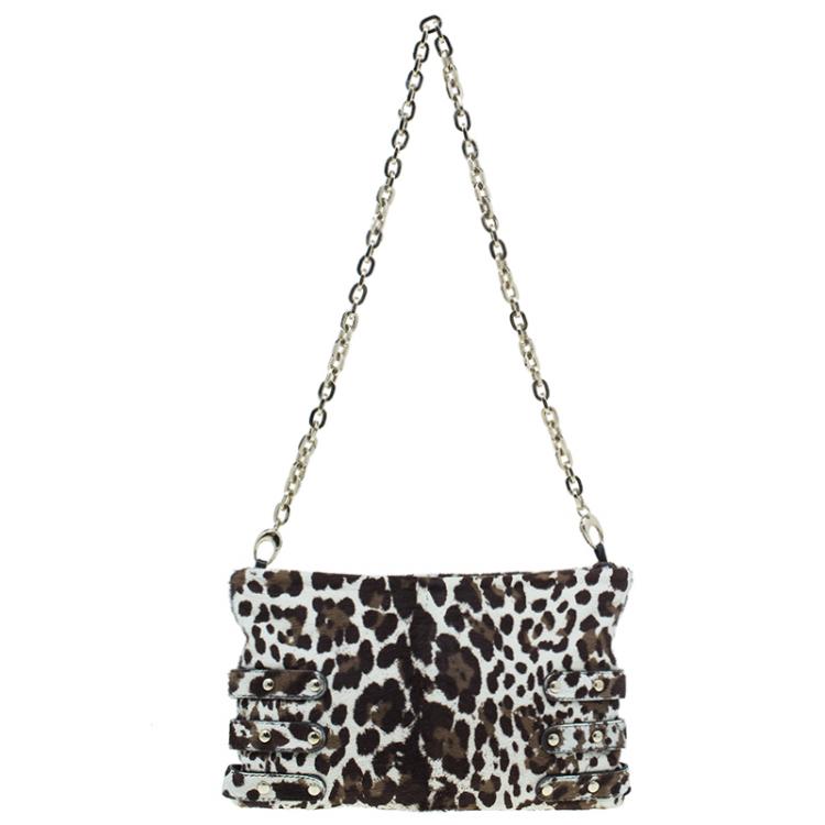 Pre Owned Jimmy Choo Animal Print Pony Hair Bolero Chain Clutch
