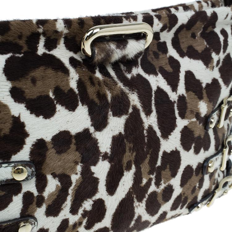 Pre Owned Jimmy Choo Animal Print Pony Hair Bolero Chain Clutch