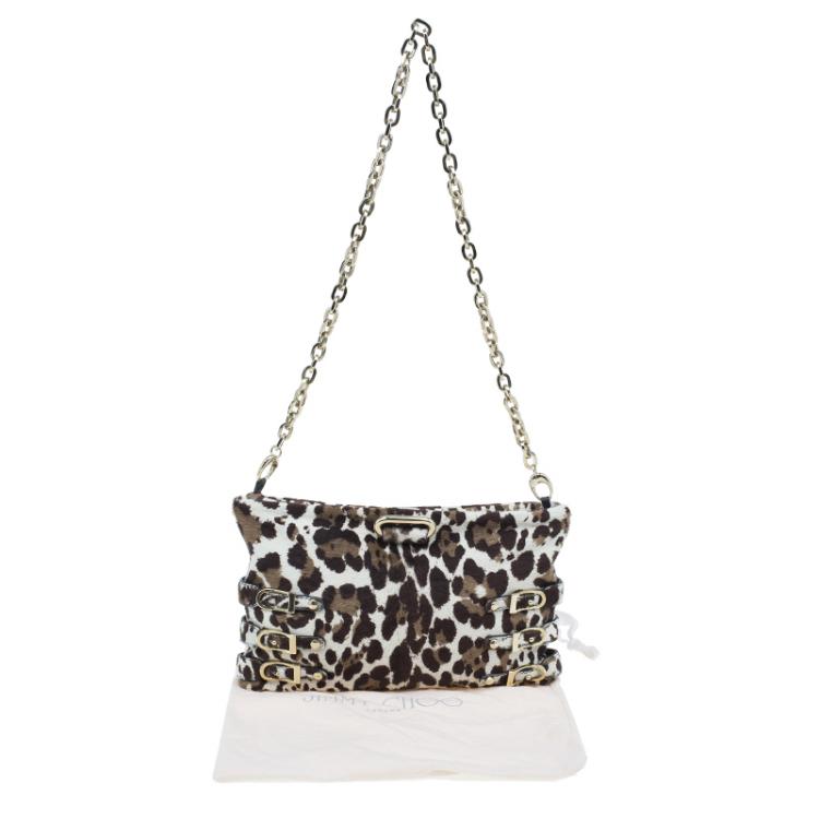 Pre Owned Jimmy Choo Animal Print Pony Hair Bolero Chain Clutch
