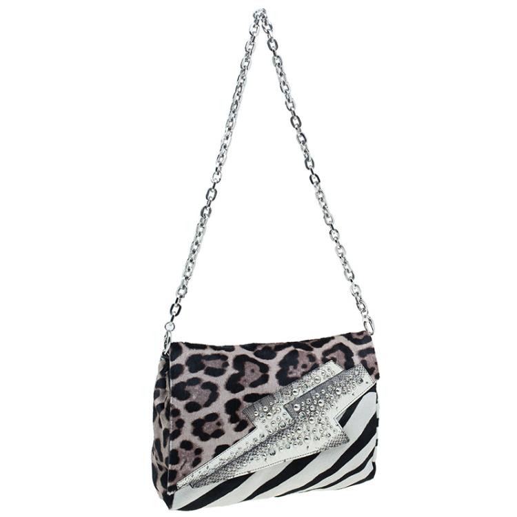 Pre Owned Jimmy Choo Animal Print Pony Hair Shoulder Bag