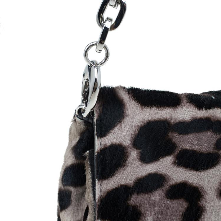 Pre Owned Jimmy Choo Animal Print Pony Hair Shoulder Bag