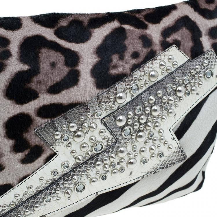 Pre Owned Jimmy Choo Animal Print Pony Hair Shoulder Bag