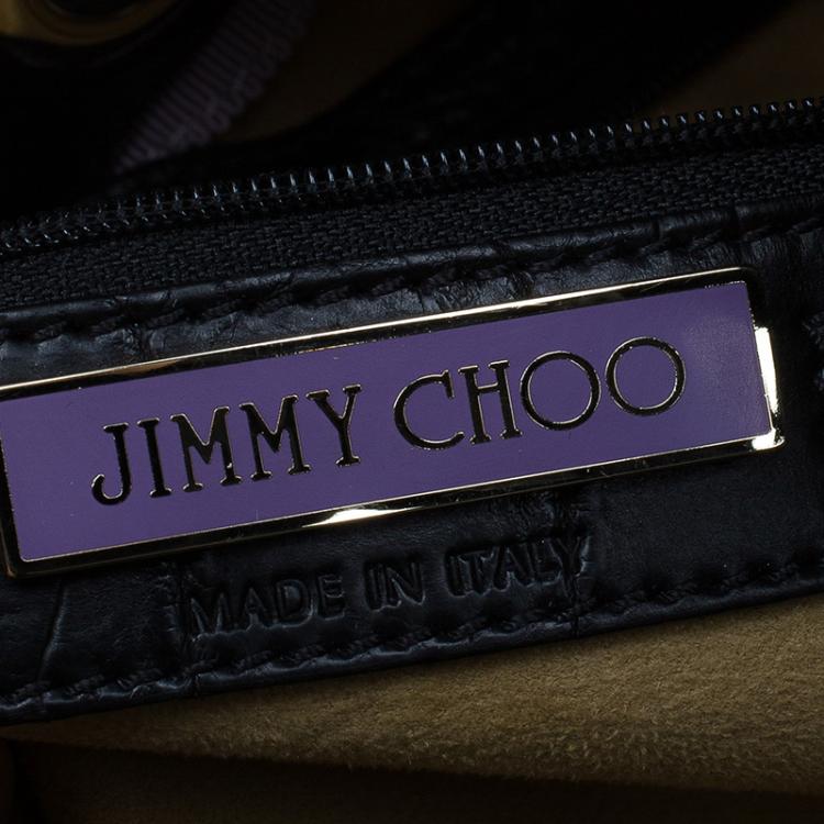 Pre Owned Jimmy Choo Black Croc Embossed Ramona Hobo Bag