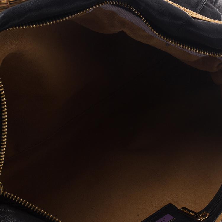 Pre Owned Jimmy Choo Black Leather Oversized Chain Zip Clutch