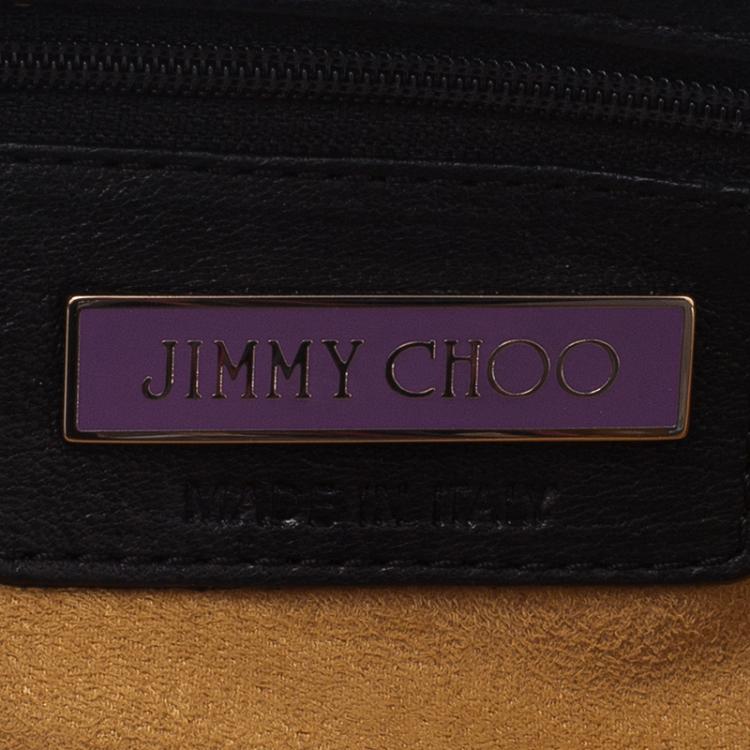 Pre Owned Jimmy Choo Black Leather Oversized Chain Zip Clutch