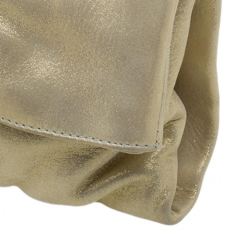 Pre Owned Jimmy Choo Metallic Gold Brushed Chandra Clutch 