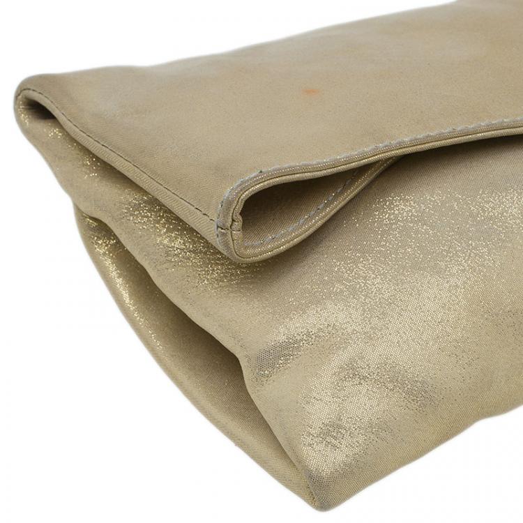 Pre Owned Jimmy Choo Metallic Gold Brushed Chandra Clutch 