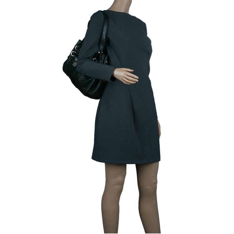 مملوكة مسبقًا Jimmy Choo Black Leather/Snakeskin Trim Ramona Tote Bag