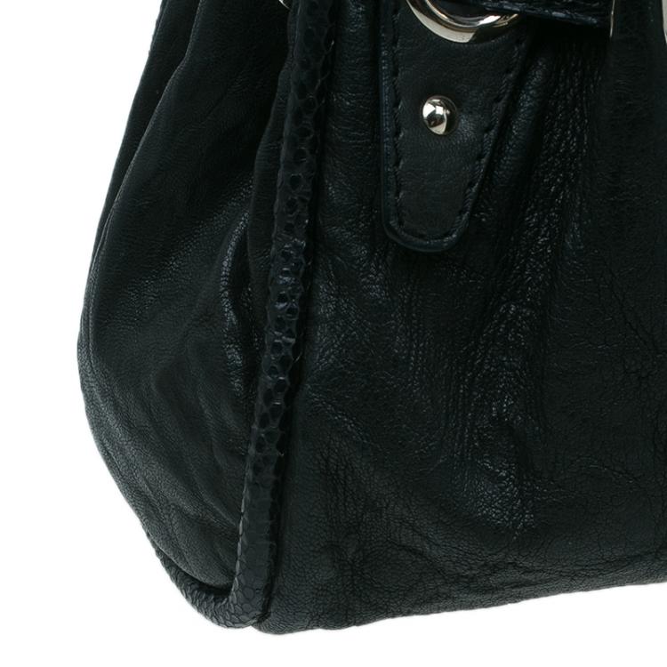 مملوكة مسبقًا Jimmy Choo Black Leather/Snakeskin Trim Ramona Tote Bag