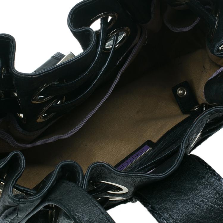 مملوكة مسبقًا Jimmy Choo Black Leather/Snakeskin Trim Ramona Tote Bag