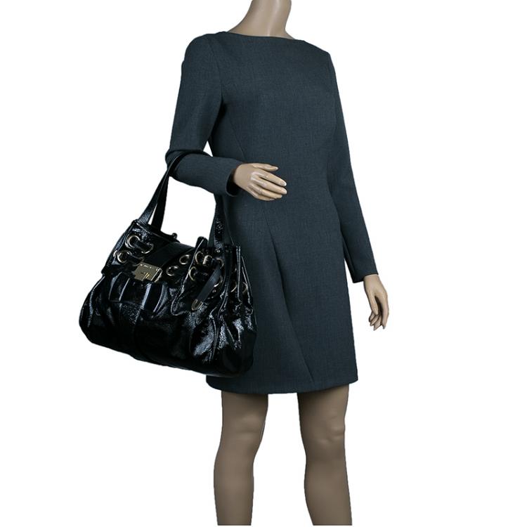Pre Owned Jimmy Choo Crackled Patent Leather Large Riki Tote Bag