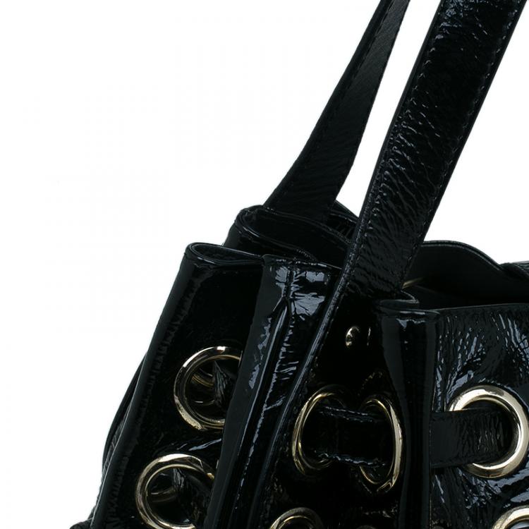 Pre Owned Jimmy Choo Crackled Patent Leather Large Riki Tote Bag