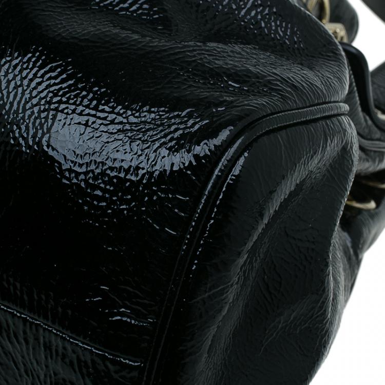 Pre Owned Jimmy Choo Crackled Patent Leather Large Riki Tote Bag