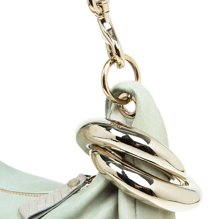 Pre Owned Jimmy Choo Light Grey Leather Small Solar Hobo Bag
