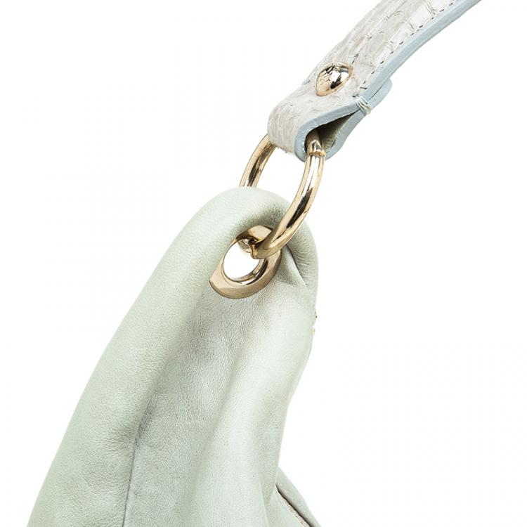 Pre Owned Jimmy Choo Light Grey Leather Small Solar Hobo Bag
