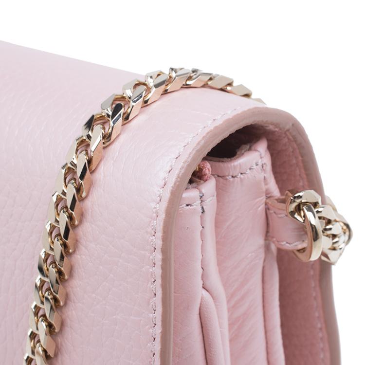 Pre Owned Jimmy Choo Metallic Pink Deerskin Leather Shadow Crossbody Bag