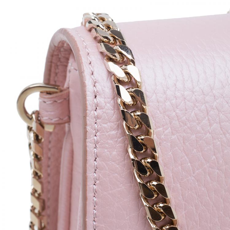 Pre Owned Jimmy Choo Metallic Pink Deerskin Leather Shadow Crossbody Bag