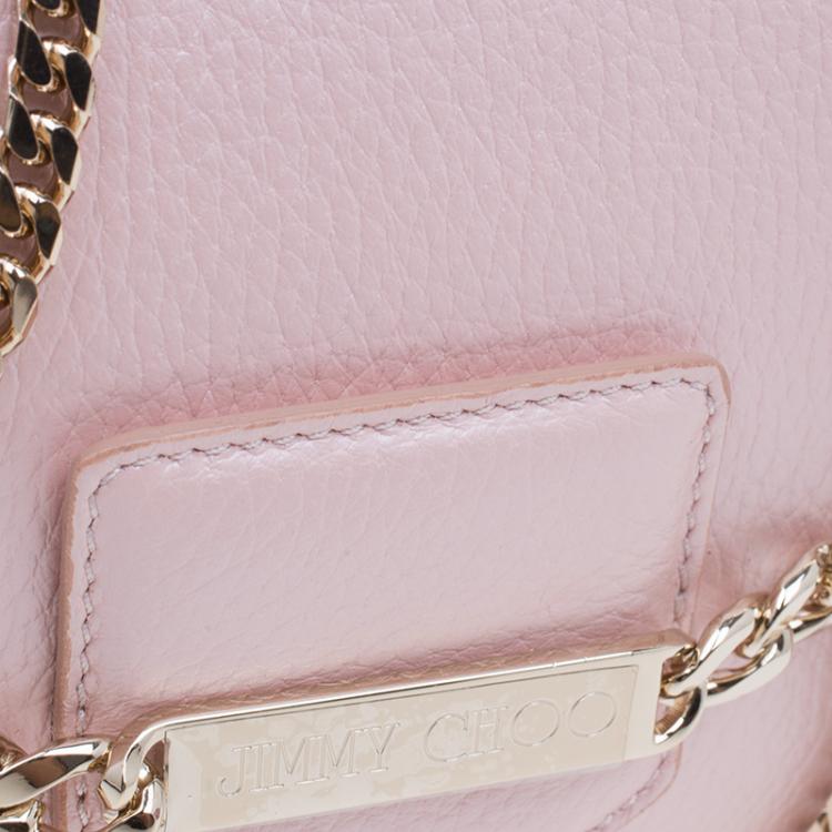 Pre Owned Jimmy Choo Metallic Pink Deerskin Leather Shadow Crossbody Bag