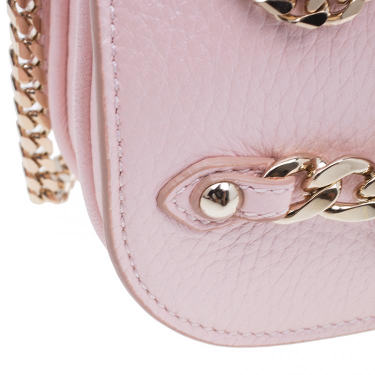 Pre Owned Jimmy Choo Metallic Pink Deerskin Leather Shadow Crossbody Bag