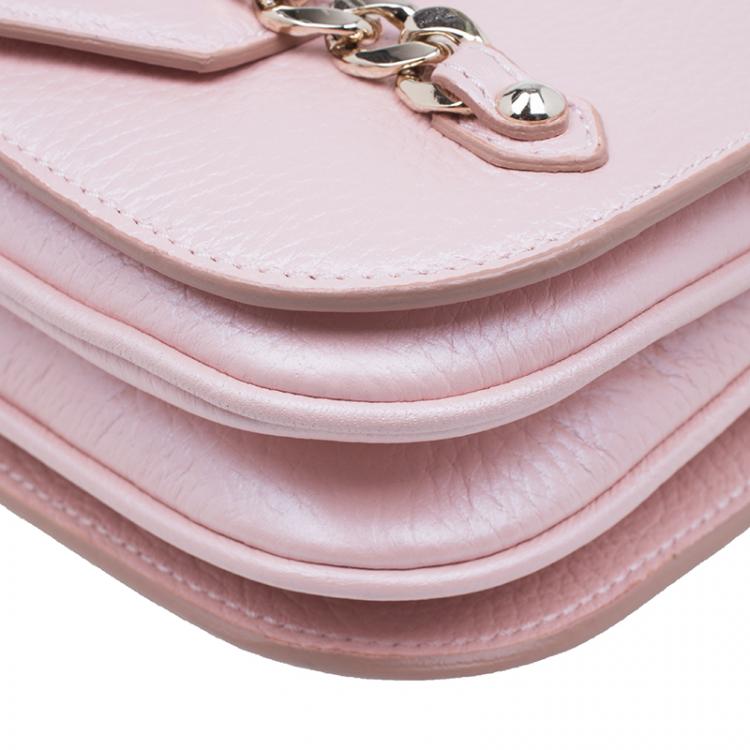 Pre Owned Jimmy Choo Metallic Pink Deerskin Leather Shadow Crossbody Bag
