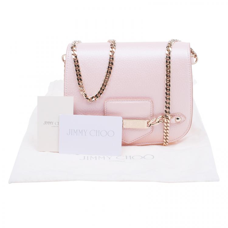 Pre Owned Jimmy Choo Metallic Pink Deerskin Leather Shadow Crossbody Bag