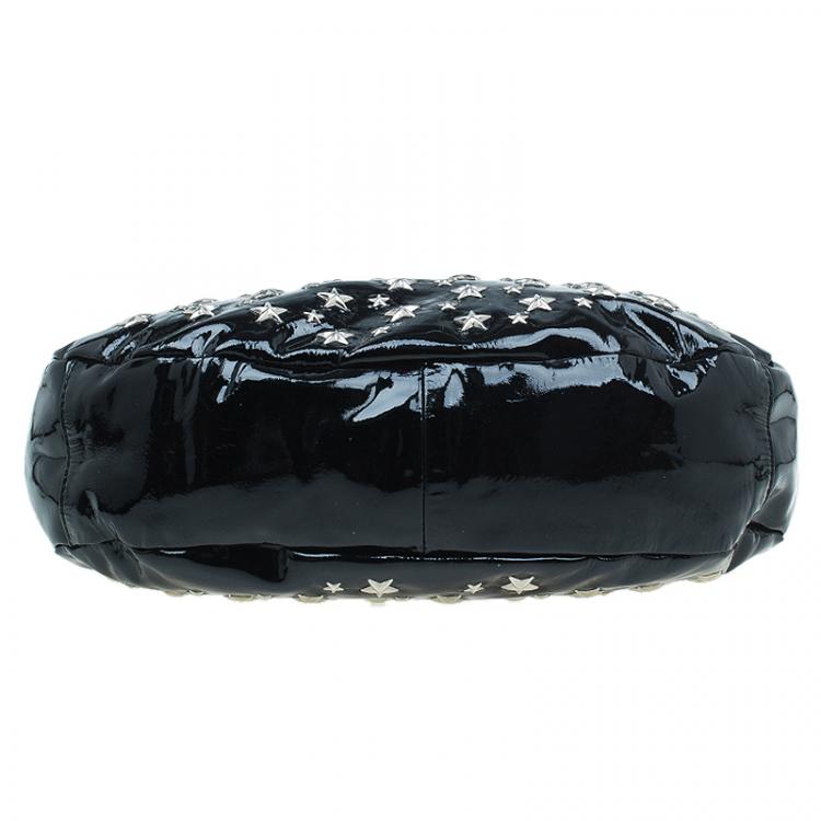 Pre Owned Jimmy Choo Black Patent Leather Small Star Studded Solar Hobo