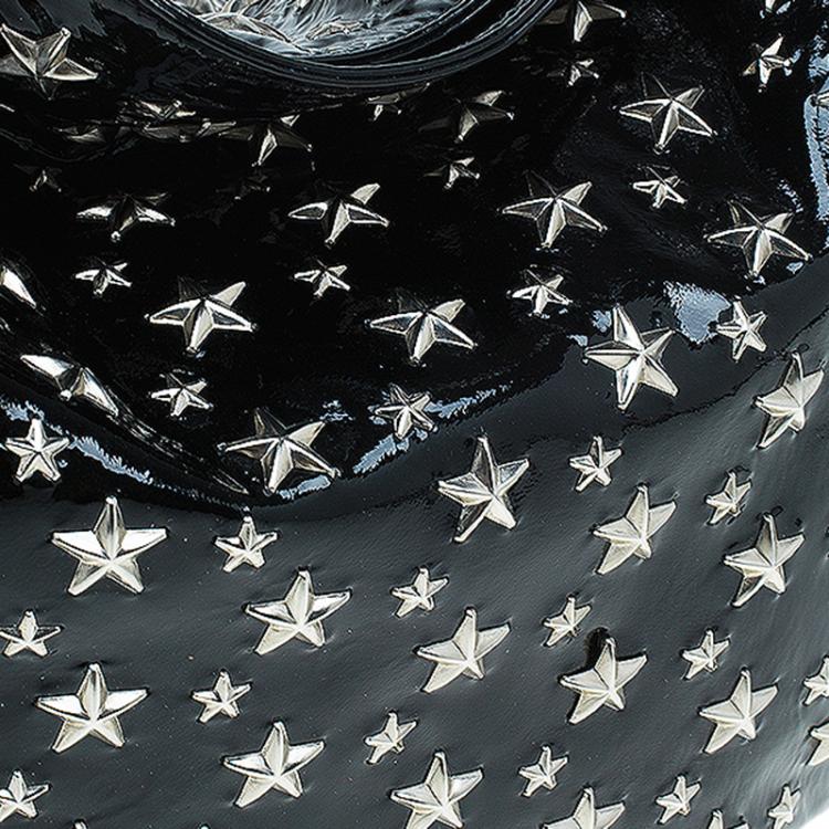 Pre Owned Jimmy Choo Black Patent Leather Small Star Studded Solar Hobo