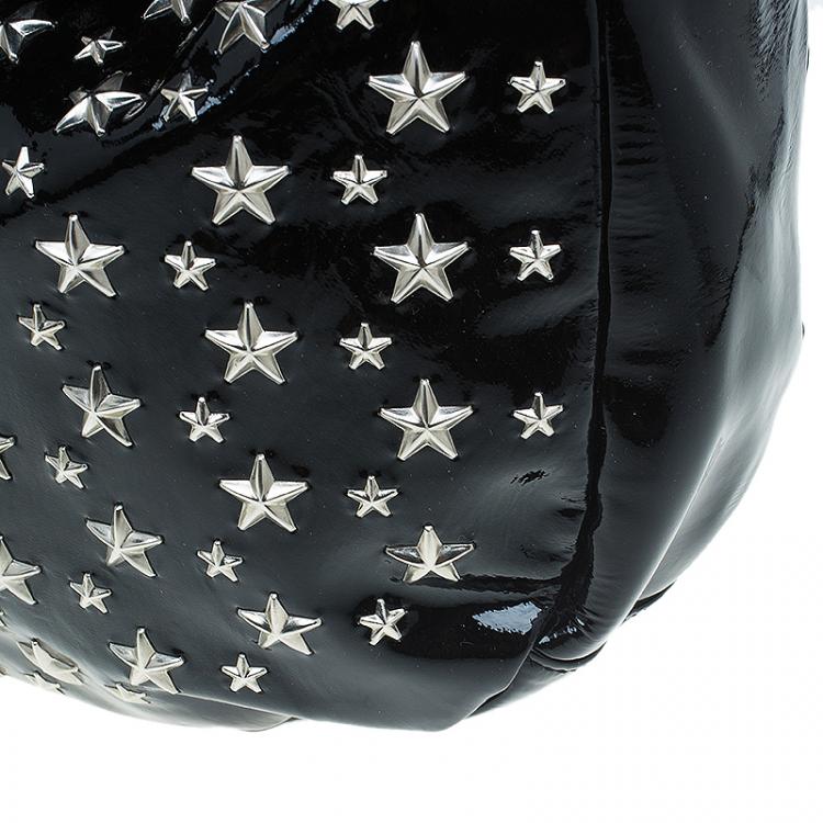 Pre Owned Jimmy Choo Black Patent Leather Small Star Studded Solar Hobo