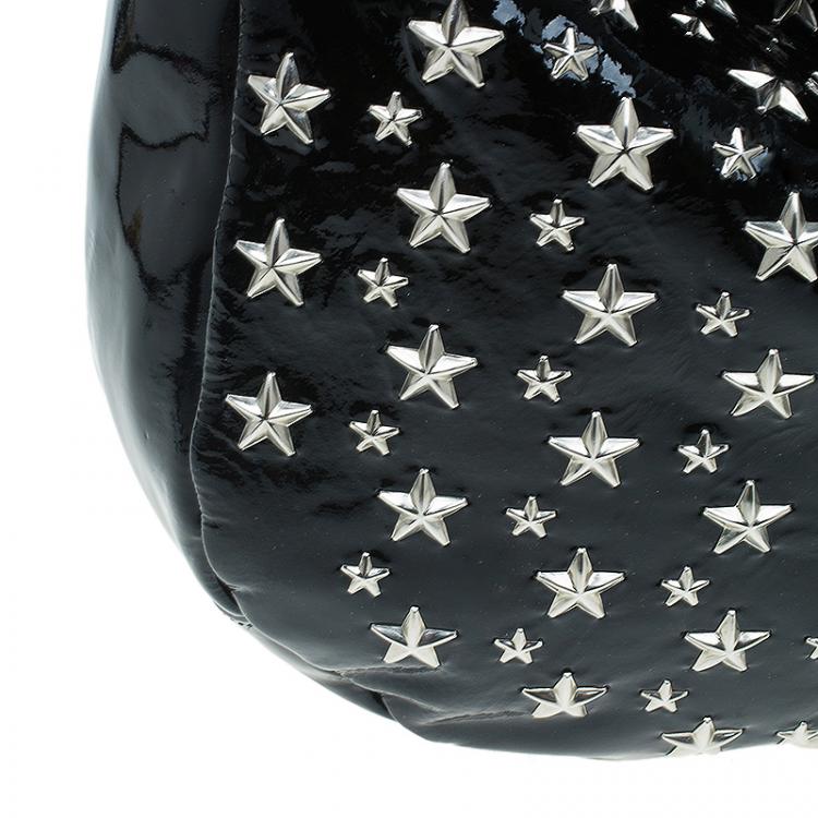 Pre Owned Jimmy Choo Black Patent Leather Small Star Studded Solar Hobo