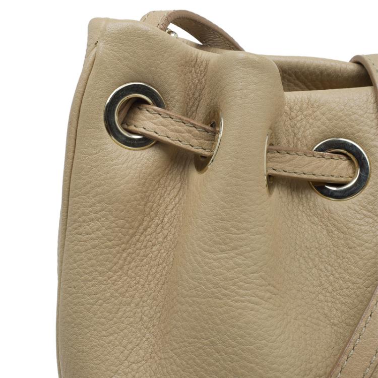 Pre Owned Jimmy Choo Beige Leather Ringo Drawstring Hobo