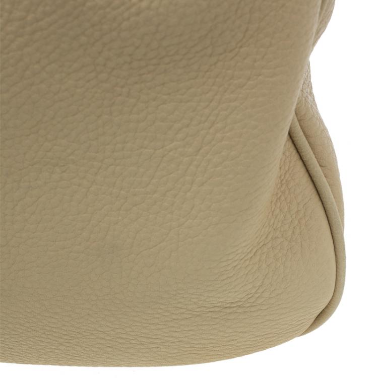Pre Owned Jimmy Choo Beige Leather Ringo Drawstring Hobo