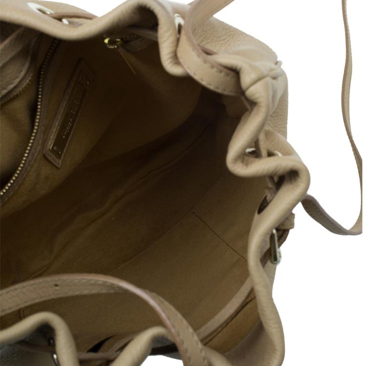 Pre Owned Jimmy Choo Beige Leather Ringo Drawstring Hobo