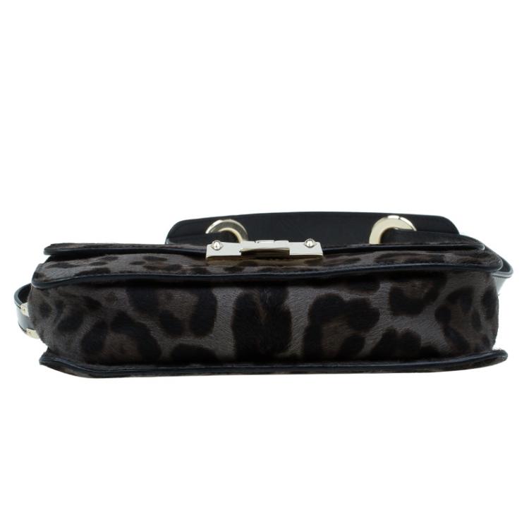 مملوكة مسبقًا Jimmy Choo Grey Leopard Print Pony Hair Rebel Shoulder Bag