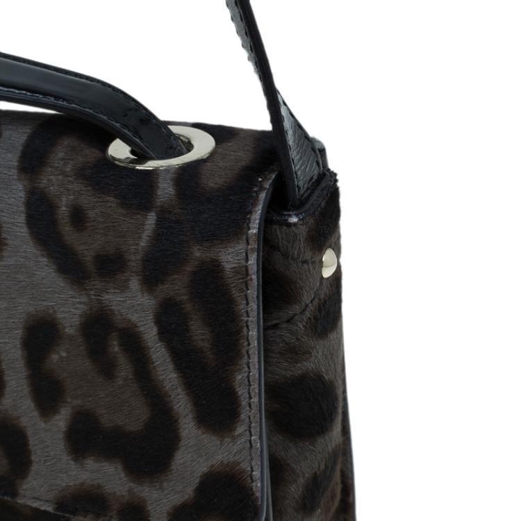 مملوكة مسبقًا Jimmy Choo Grey Leopard Print Pony Hair Rebel Shoulder Bag