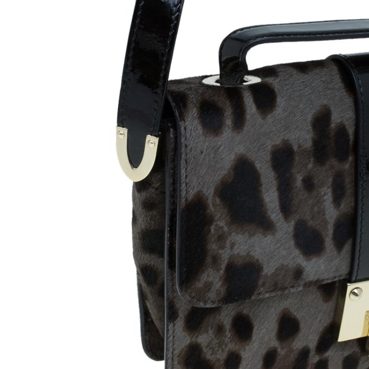 مملوكة مسبقًا Jimmy Choo Grey Leopard Print Pony Hair Rebel Shoulder Bag