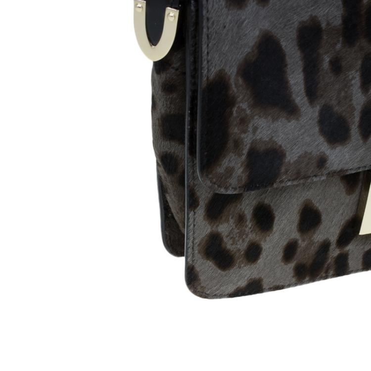مملوكة مسبقًا Jimmy Choo Grey Leopard Print Pony Hair Rebel Shoulder Bag