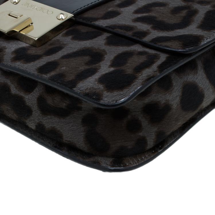 مملوكة مسبقًا Jimmy Choo Grey Leopard Print Pony Hair Rebel Shoulder Bag