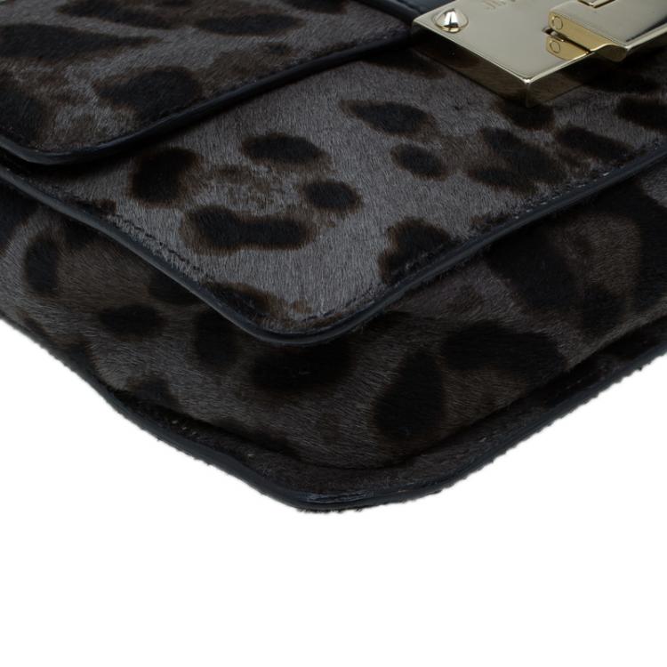 مملوكة مسبقًا Jimmy Choo Grey Leopard Print Pony Hair Rebel Shoulder Bag