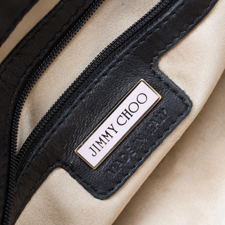 Pre Owned Jimmy Choo Black Leather Pleated Cristina Shoulder Bag