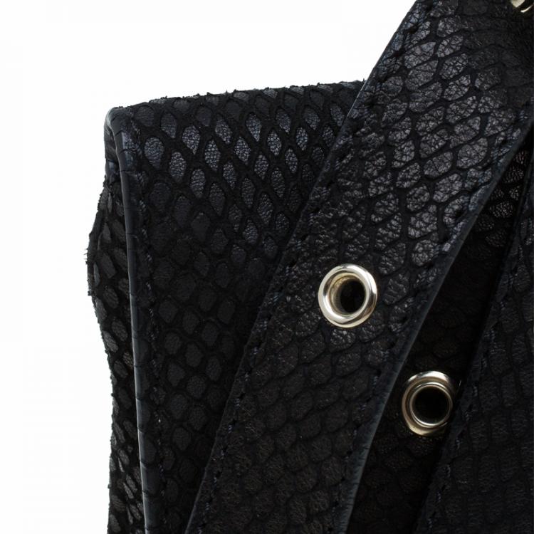 Pre Owned Jimmy Choo Black Snake Embossed and Snake Detail Sling Bag