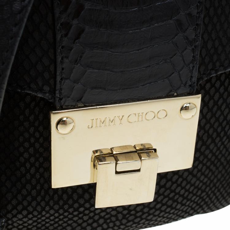 Pre Owned Jimmy Choo Black Snake Embossed and Snake Detail Sling Bag