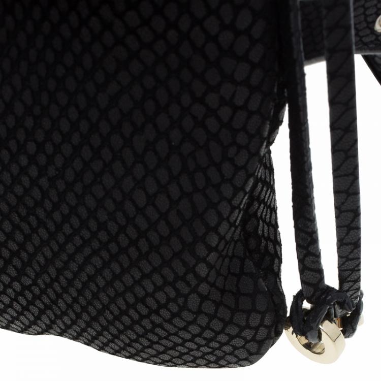 Pre Owned Jimmy Choo Black Snake Embossed and Snake Detail Sling Bag