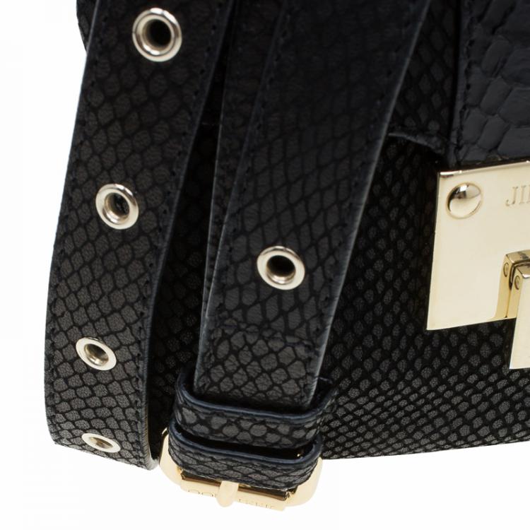 Pre Owned Jimmy Choo Black Snake Embossed and Snake Detail Sling Bag