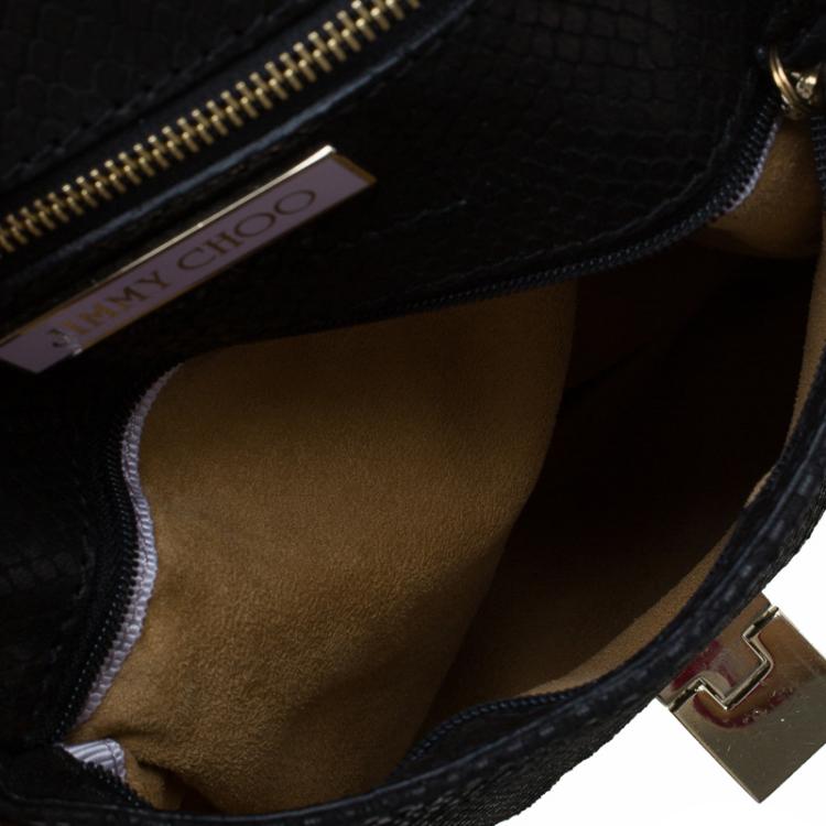 Pre Owned Jimmy Choo Black Snake Embossed and Snake Detail Sling Bag