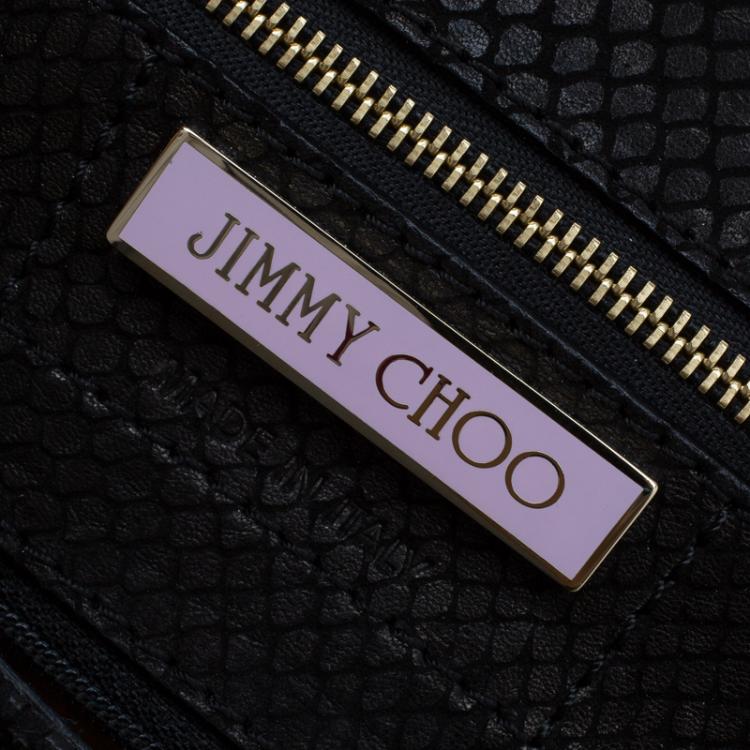 Pre Owned Jimmy Choo Black Snake Embossed and Snake Detail Sling Bag