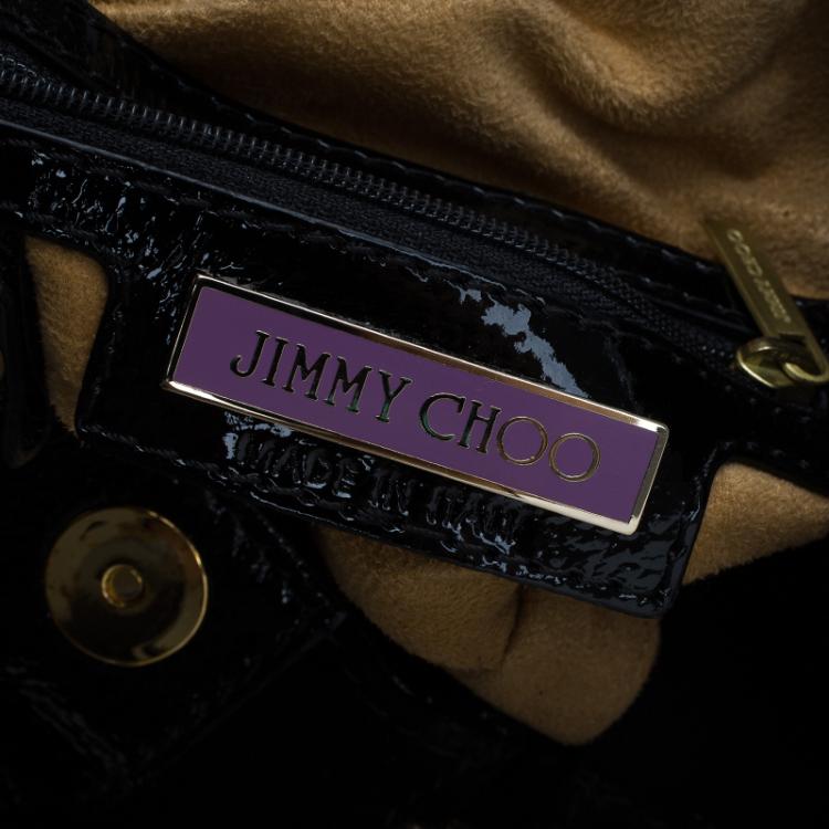 Pre Owned Jimmy Choo Black Patent Leather and Suede Marla Satchel