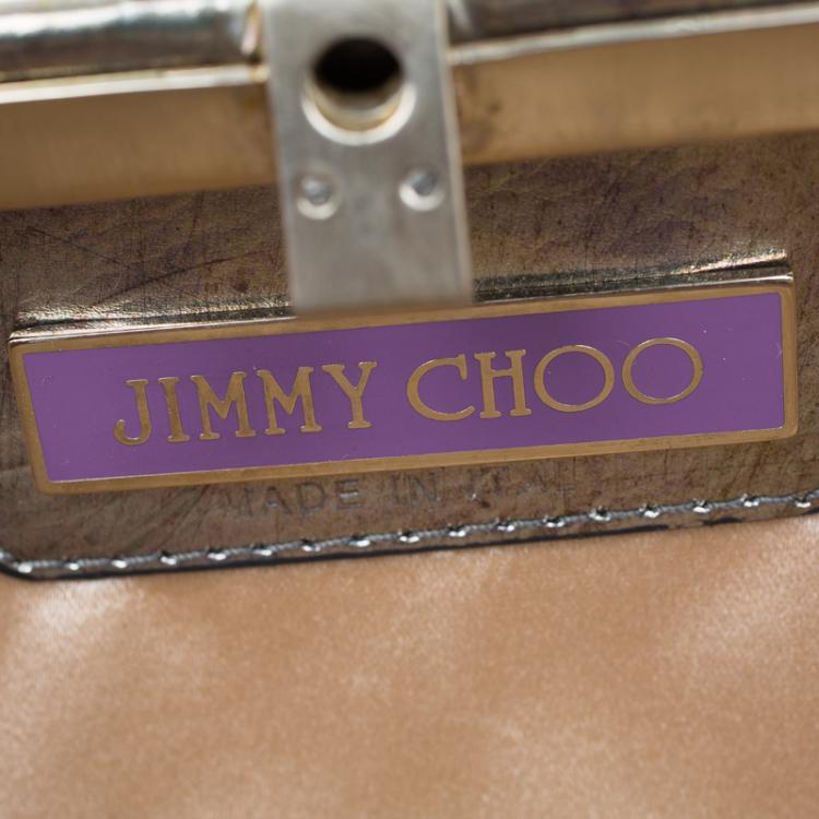 مملوكة مسبقًا Jimmy Choo Metallic Silver Leather Twill Tube Clutch