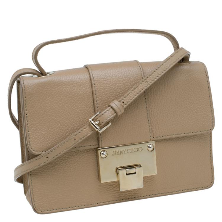 Pre Owned Jimmy Choo Beige Leather Rebel Crossbody Bag