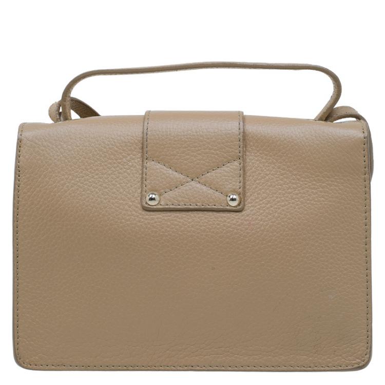 Pre Owned Jimmy Choo Beige Leather Rebel Crossbody Bag